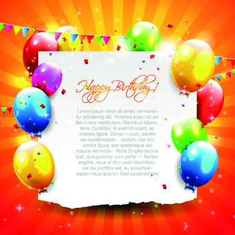 Beautiful colorful balloons Happy Birthday background vector 05
