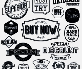 Black and white retro labels design vector 02
