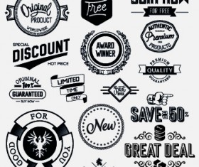 Black and white retro labels design vector 03