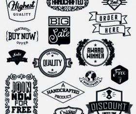 Black and white retro labels design vector 04