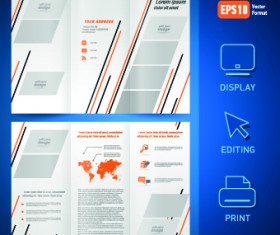Creative brochure and booklet tri-fold design vector 04