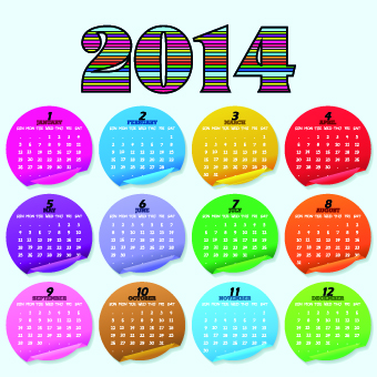 Simple 2014 calendar design vector set 01