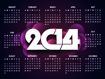 2014 New Year calendar vector set 01