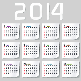 Simple 2014 calendar design vector set 02