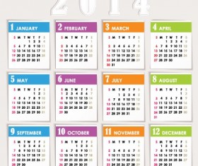 Delicate calendar 2014 year design vector 02
