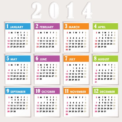 Delicate calendar 2014 year design vector 02