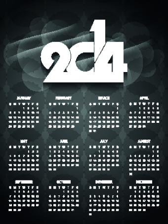2014 New Year calendar vector set 02