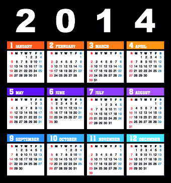 Simple 2014 calendar design vector set 03