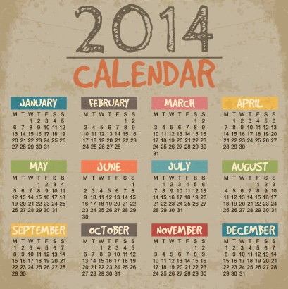 Delicate calendar 2014 year design vector 04