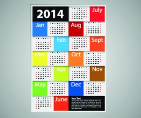 2014 New Year calendar vector set 04