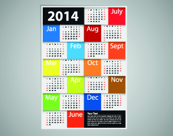 2014 New Year calendar vector set 04