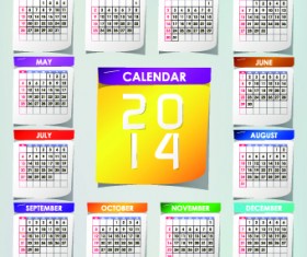 Simple 2014 calendar design vector set 05