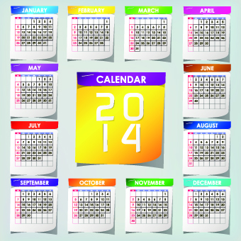 Simple 2014 calendar design vector set 05