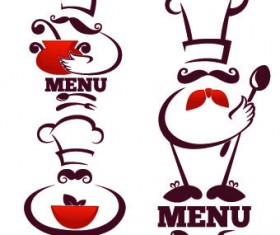 Creative chef menu logos vector set 04