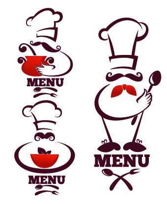 Creative chef menu logos vector set 04