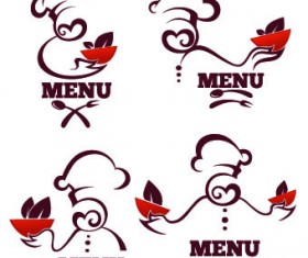 Creative chef menu logos vector set 05