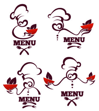 Creative chef menu logos vector set 05
