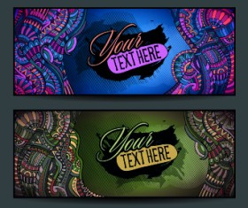 Ethnic decorative style cards vector graphics 01