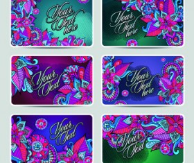Ethnic decorative style cards vector graphics 03