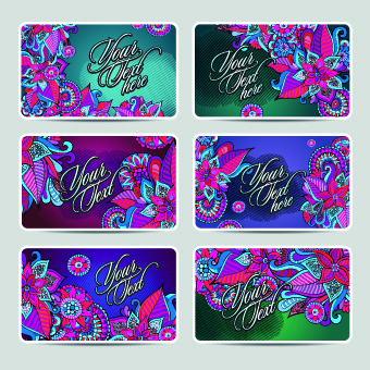 Ethnic decorative style cards vector graphics 03