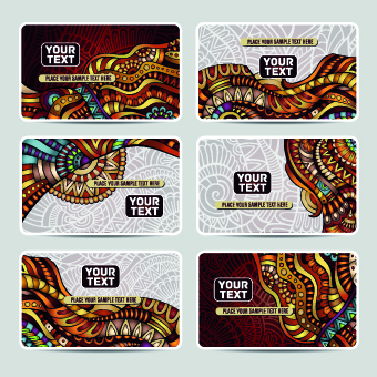 Ethnic decorative style cards vector graphics 05