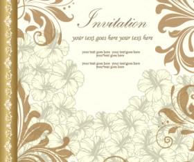 Retro style floral ornament invitation card vector 01
