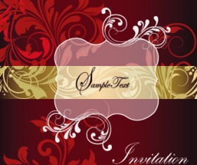 Retro style floral ornament invitation card vector 02