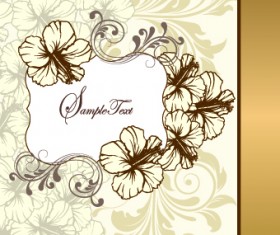 Retro style floral ornament invitation card vector 03