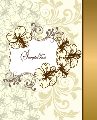 Retro style floral ornament invitation card vector 03