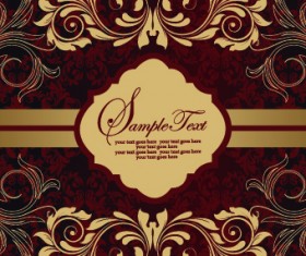 Retro style floral ornament invitation card vector 05