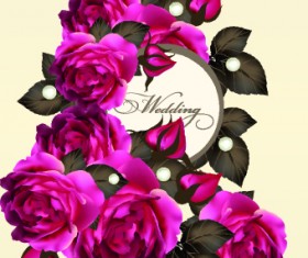 Vintage Purple Roses vector set 02