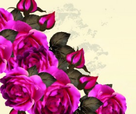 Vintage Purple Roses vector set 03