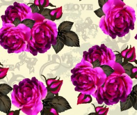 Vintage Purple Roses vector set 04
