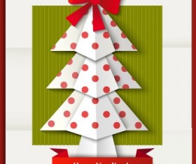 2014 Christmas and New Year origami greeting card vector 01