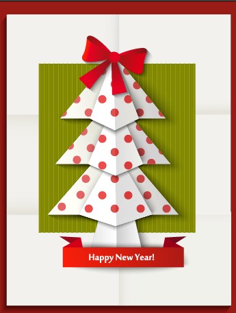 2014 Christmas and New Year origami greeting card vector 01