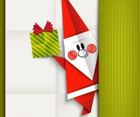 2014 Christmas and New Year origami greeting card vector 02