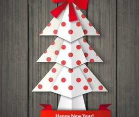 2014 Christmas and New Year origami greeting card vector 03