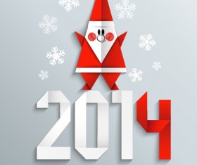 2014 Christmas and New Year origami greeting card vector 04