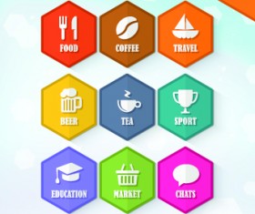Hexagon icons design vector set 01