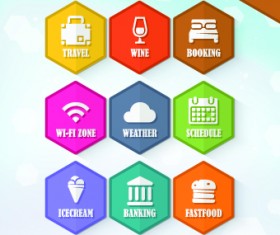 Hexagon icons design vector set 03