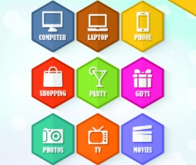 Hexagon icons design vector set 05