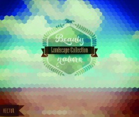Scenery mosaic effect background vector 03