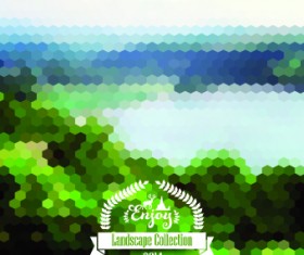 Scenery mosaic effect background vector 04