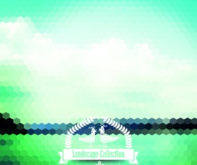 Scenery mosaic effect background vector 05