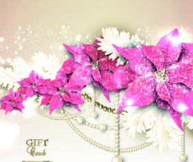 Pearls with flowers holiday background vector 01