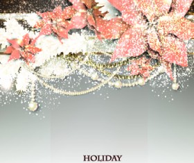 Pearls with flowers holiday background vector 03