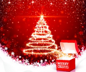 Red Christmas elements background vector set 01