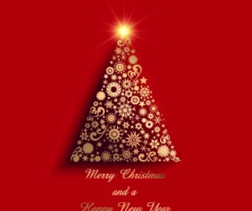 Shiny 2014 Christmas red background vector 03