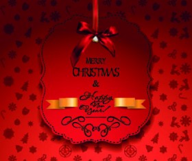 Shiny 2014 Christmas red background vector 04