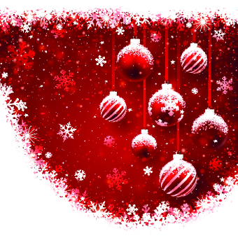 Red Christmas elements background vector set 05